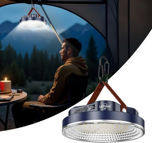 LETOUR LED Campinglampe, Campinglampe Aufladbar mit 5200mAh Outdoor Camping Lampe Licht Lampen 4 Leuchtmodi Aufladbare Lampe Campingleuchte LED Campinglicht Zeltlampe für Camp Notlicht Stromausfall