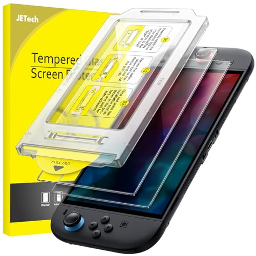 JETech Automatisk-Justering Skärmskydd för Nintendo Switch 2 2025, 9H Härdat Glasfilm med Superenkelt Installationsverktyg, Repfri, HD Klar, 2-Pack