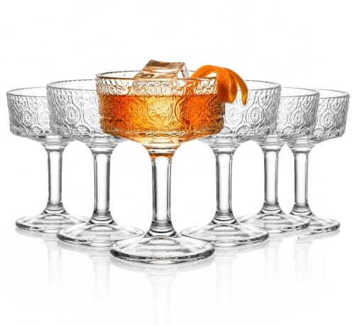 MeYuxg martinigglas, glas uppsättning med 6 dessertglas, martiniglas margarita glas perfekt för cocktails, vin, is, pudding, champagne som gåva
