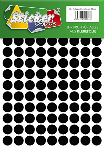 Klebepunkte aus PVC Folie, wetterfest, Markierungspunkte Kreise Punkte Aufkleber (20 mm, schwarz)