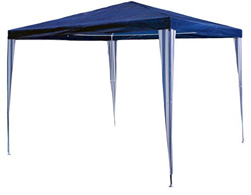 Garten-Pavillon 3 x 3 m, wasserdicht, inklusive Heringe, Abspannseile, Eckverbinder, Material PE-Plane 110 g/m², Metallgestänge lackiert, Stecksystem Montage ohne Werkzeug, blau