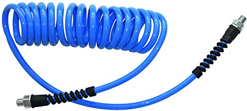 ewo Druckluft-Spiralschlauch Polyurethan, mit Anschlussgewinde G1/4 (Messing verzinkt), Schlauch-ø: 10 x 6,5 mm, Arbeitslänge: 3,5 m, Außen-ø: 60 mm, Arbeitsdruck: 16,8 bar