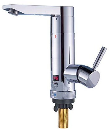 Electric Hot Water Taps,Topser KA-06 Pro Adjustable Power Electric Instant Heater Kitchen Sink Taps,180°Swivel Cold and Hot Water Taps with Lcd Temperature Display for Kitchen,Bathroom,Washroom
