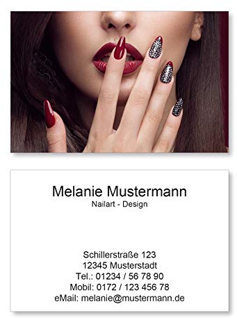500 Visitenkarten für Nailart Nageldesign Nagelstudio - 400g Bilderdruck matt