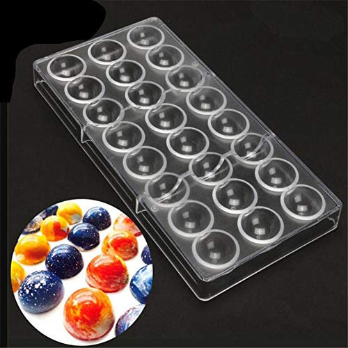 Moule à chocolat dur transparent à 24 cavités en forme de demi-boule - Outil de cuisson en polycarbonate - Moule à mousse - Moule à chocolat semi-sphérique 3D - Ustensiles de cuisson - Cadeau pour la