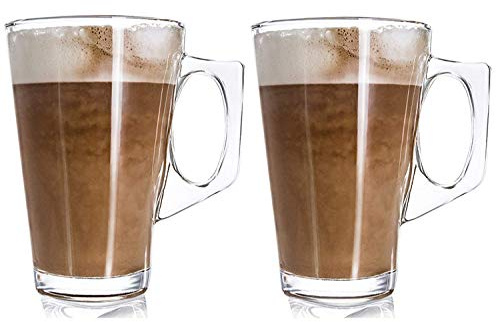 LETTUCE EAT ® 2 Pack 240 ml Latte Mugs with 2 Free Latte Spoons (Fits Tassimo & Dolce Gusto)