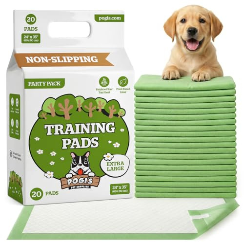 Pogi Trainingspads für Hunde – 60 × 90 cm, extra groß, umweltbewusst, für mittelgroße bis große Hunde – 20 Stück