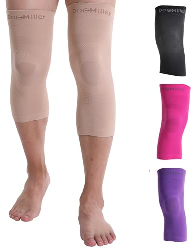 Doc Miller 2 Pack Knee Compression Sleeve Brace for Men & Women - Best Support for Gym Workout, Running, Sports, ACL, Meniscus Tear, Arthritis, Joint Pain Relief & Injury Recovery