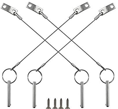4PIECES of Quick Release Pin 1/4 Diameter, Usable Length 1-1/2(38mm), Total Length 2(51mm) Full 316 Stainless Steel, Bimini Top Pin, Marine Hardware