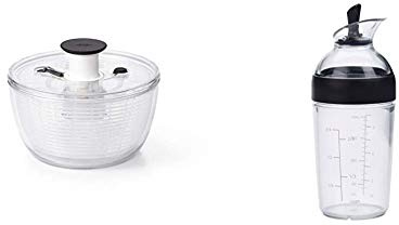 OXO Good Grips 1351680UK INOXO.1351680ML, Plastique, Transparent, Petit & 1268980MLNYK Agitateur de Vinaigrette Petit Noir, Acier Inoxydable, 250ml