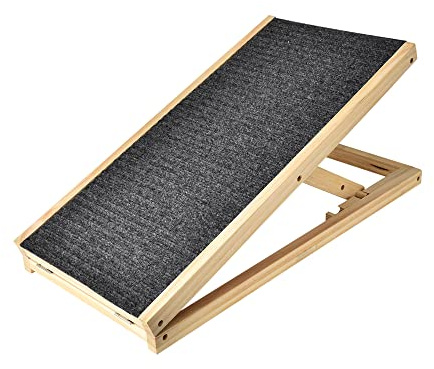Efan Rampa para mascotas de madera maciza de 70 x 35 cm para perros, rampa plegable y ligera, altura ajustable con alfombra antideslizante, escalera de seguridad para mascotas (2 separadas)