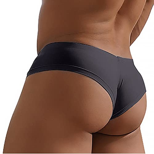 Faringoto Slip da uomo bikini U convesso a metà anca slip vita bassa modal pantaloncini, Grigio scuro, S