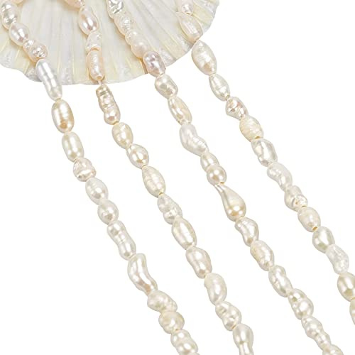 NBEADS 1 Stränge Ca. 65 Stück Mini Natürliche kultivierte Süßwasserperlen, 2.5~3.5 mm Kleine Weiße Reisform Lose Süßwasserperlen Charms Perlen Für die handwerkliche Schmuckherstellung, Muschelfarbe