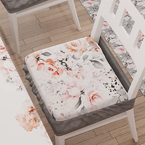 PETTI ARTIGIANI ITALIANI – Juego de 2 Cojines para Sillas de Comedor con Elástico, Fundas Silla Comedor y Cocina, Microfibra, 40x40 cm, Diseño Floral 17, Hecho con Amor y Pasión en Italia