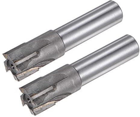 sourcing map Square Nose End Mill, 25mm Cutting Dia Tungsten Carbide Tip 4 Straight Flutes Milling Cutter with 20mm Straight Shank, 2pcs