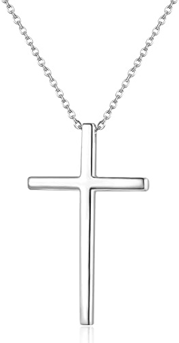 JeweBella Kreuzkette Damen Silber 925 Sterling Silber Kreuz Anhänger Verstellbar Kette für Damen Herren Schmuck Geschenk