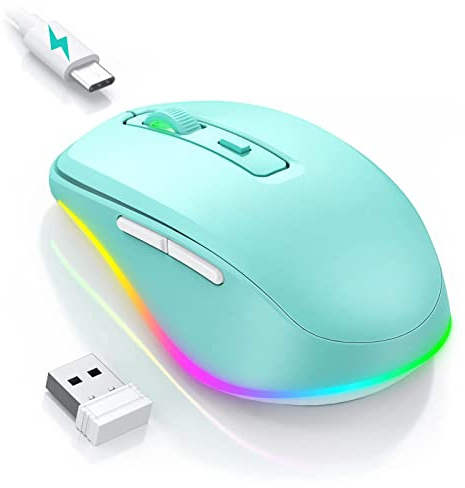 Seenda Kabellose Maus, wiederaufladbare, beleuchtete LED-Maus für Laptop, 2,4 G USB, leise Mäuse mit eingebautem Jiggler-Mover, nicht erkennbare Simulation der Mausbewegung, um den Computer wach zu