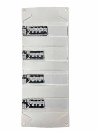 XH'system Tableau électrique pré-équipé et pré-câblé 4 rangées T5-T6 avec 17 disjoncteurs et 4 interrupteurs différentiels (Métal, Triphasé, TMC-4R)
