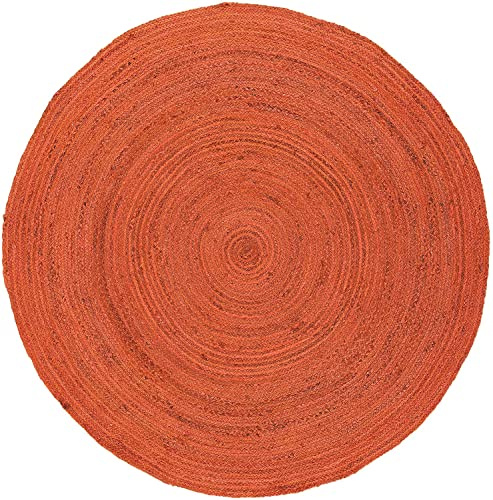 VIPANTH EXPORTS Tapis Rond en Jute tissé à la Main, Tapis de Sol pour Salon - Orange - 60 x 60 cm