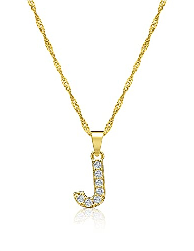 Zelaro Halskette Damen mit Buchstaben | Kette Gold & Kette Silber mit Zirkonia Buchstaben Anhänger Kette mit Buchstaben Geschenk für Frauen Geburtstag | Verstellbare Halskette in Gold