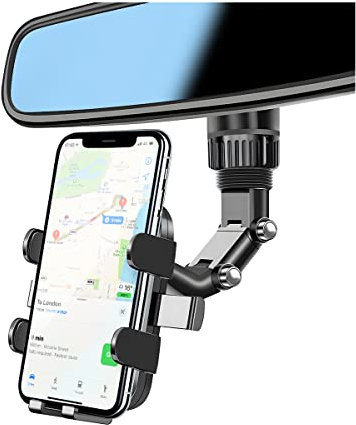 CGEAMDY Supporto per Telefono per Auto, 360 Universale Sicuro Porta Cellulare da Auto Specchietto, Multifunzionale Girevole e Retrattile, Adatto a Tutti Gli Smartphone e Le Auto (Grigio)