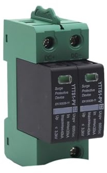 DEBLAN YTTS1-PV 2P 3P Solar PV Low Voltage Din Rail DC 600V 1000V 20KA-40KA Surge Arrester Lightning Protector SPD (Size : Green, Color : 2P 20-40KA 600V)