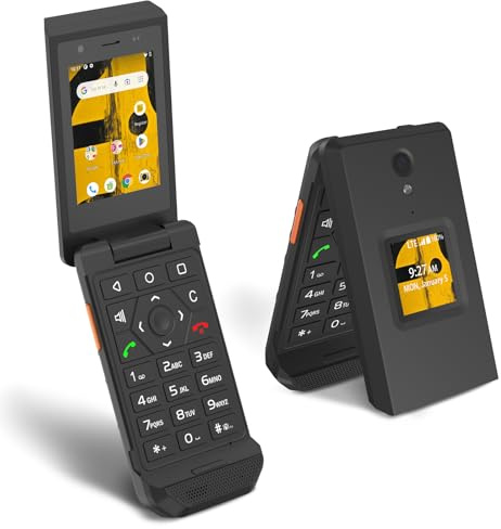 Unifone S22 Rugged Flip Phone Unlocked (16GB) 2.8'' Touchscreen Smart Cell Phone Android 11, IP68 Water Resistant, 4G LTE GSM Single Sim (Black)