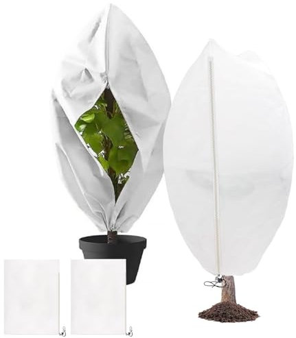 DAZZTIME 2 Pezzi Cappuccio Protezione Piante 200 x 240cm,Telo Piante Inverno con Coulisse,Tessuto Non Tessutoper Piante,per Piante per Proteggere in Inverno da Gelo, Non Tessuto