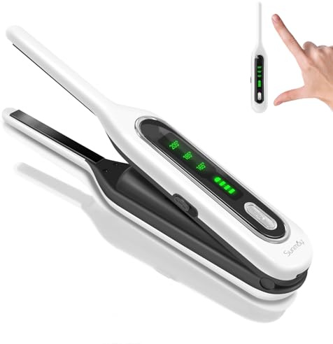 Sunmay Cordless Mini Flat Iron, 3/10 Pencil Hair Straightener for Short Hair, Pixie Cut & Bangs, Portable Dual Voltage Travel Curling Iron