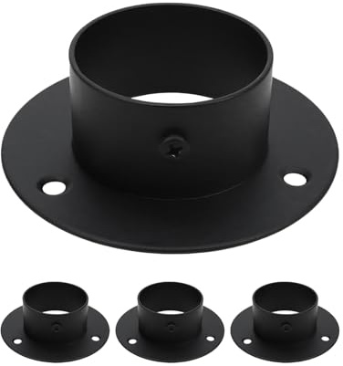 Antrader Stainless Steel Heavy Duty Closet Rod Holder,Curtain Rod Pole End Supports Sockets Flange,Diameter 2 (51mm),Black,4Pcs
