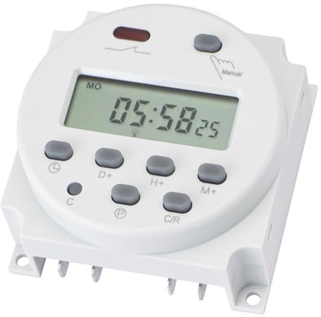 Wengart Interruptor Temporizador CN101,ACDC12V relé de Tiempo programable semanal,Pantalla LCD Digital,1M ~ 168H,Control Manual/automático,Adaptable a una Variedad de tareas de sincronización
