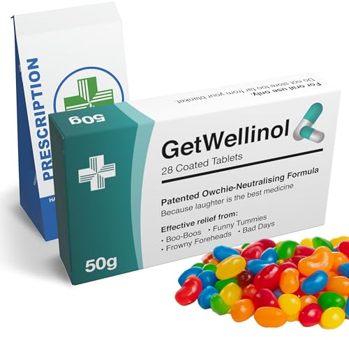 Funny Get Well Soon Gift – Joke Prank Pill Box Filled with Sweets + Prescription Bag – Letterbox Gifts for Women and Men – Novelty Hug Gifts for Friends