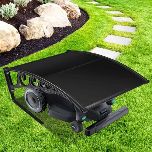 Aopunly Robot cortacésped para garaje, cortacésped, 106 x 87 x 50 cm, protección contra la lluvia, granizo y rayos UV, resistente a la intemperie, garaje para robot cortacésped (negro)