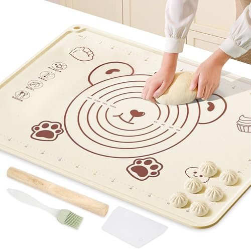 Tapete Silicona Horno,70 x 50cm Tapete de Silicona para Hornear,Tapete de Silicona para Amasar,Antiadherente Alfombrilla para Amasar para Masa,Antideslizante Tapete de Repostería para Fondant Pizza