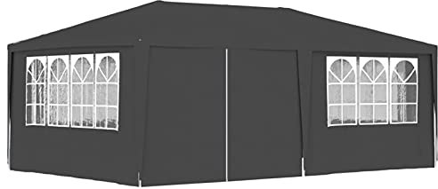 Gecheer Cenador profesional con paredes, 4 x 6 m, color antracita, 90 g/m², cenador de exterior, toldo, pérgola con tela, pabellón de jardín, carpa para fiestas, cenador para barbacoa, A48537