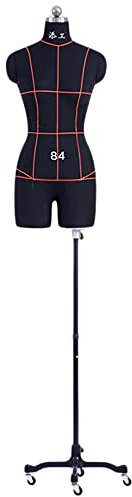 WYRMB Weibliche Nähpuppe Auf Rädern Zum Nähen Von Kleidung, Übergrößen-Schneiderpuppen-Torsokörper Mit Ständer, Verstellbare Schneiderpuppe Für Damen, Schöne Landschaft, Schwarz, Medium