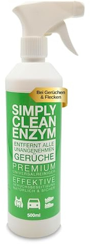 SIMPLY CLEAN ENZYM Katzenurin-Geruchsentferner Extrem, 500ml – Enzymreiniger gegen Flecken & neutralisiert Tiergerüche mit Langzeitwirkung – für Teppiche, Polster, Auto und Katzenklo