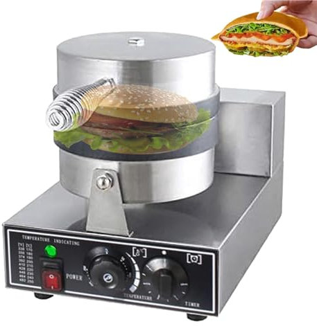 Pressa per hamburger elettrica antiaderente da 1200 W, temperatura 50-300 ℃, riscaldamento su entrambi i lati, timer da 5 minuti, stampo per waffle all'uovo, 110 V