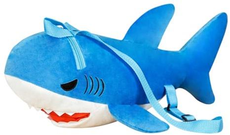Hai-Rucksack mit Zügeln, abnehmbares Sicherheitsgeschirr, Kindergartentasche mit 3D-Haifischflossen, Tier-Rucksack für Erwachsene, Kinder, Kindergartenrucksack mit Brustgurt und Namensschild
