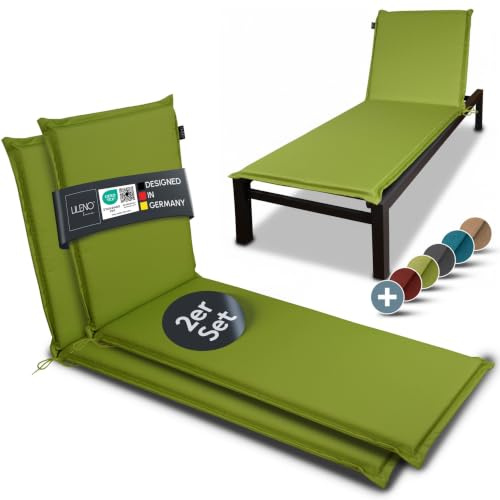 LILENO HOME Sonnenliege Auflage als [2er Set - Rollliege] in Apfelgrün | Gartenliegen Auflage perfekt für Strandliege - Polster Auflage für Gartenliege (188x60x5cm) MIA