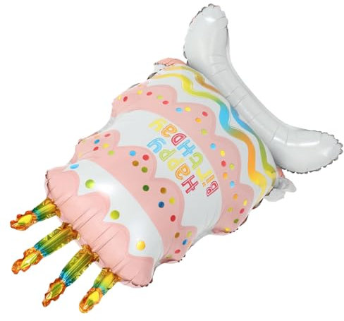 Ciieeo Happy Birthday Cake Balloon Base Aluminum Foil Balloon for Party Lifelike Standing Decor Event Atmosphere