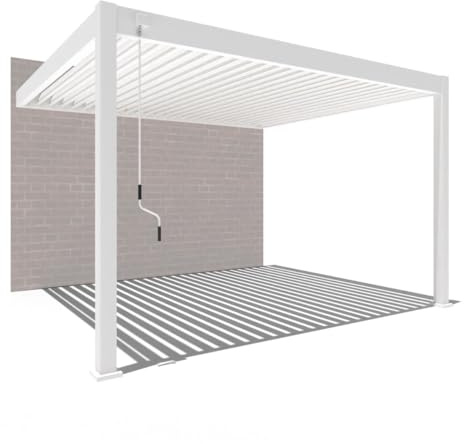 Weide Deluxe Wandpergola 3x3,6 m stabil aus Aluminium - Terassenüberdachung Pavillion mit Lamellendach - Garten Sonnenschutz Terasse - Wetterfest wasserdicht Winterfest - Grillpavillon in Weiß