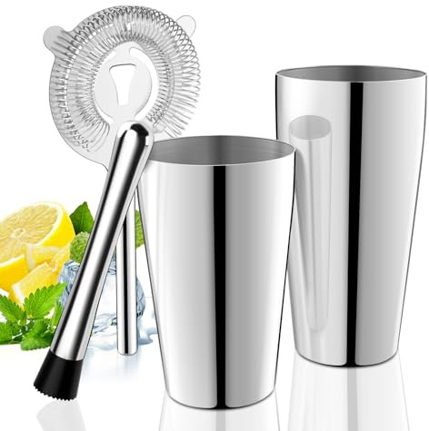 LyhoCink mixology Barkeeper Kit, 4 Stück Pro Edelstahl Cocktail Shaker Set, Bar Set Cocktail Shaker Set, Cocktaildose für Barkeeper