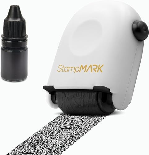 StampMark Identity Theft Protection - Super Roller Stamp with a 5ml Refill Ink Bottle - Confidential Roller Stamp