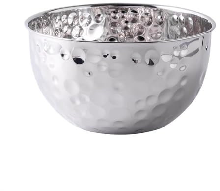 LVUNZJCA Edelstahlschüssel Obstschale aus Edelstahl, Salatschüssel, Snackschale für Reis, Obst(Silver,20cm)