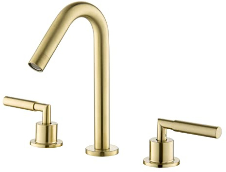 Lavabo baño Generalizado, bisurio S 3 Orificios, Toque batería Cuenca Acero Inoxidable Doble manija, Fregadero tocador de Lujo Ligero, Compatible con Oro W