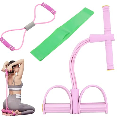 XoeLLe Expander Fitness mit Rückentrainer und Fitnessbänder, Bauchtrainer, Sportgeräte Zuhause, 6 Tubes Gummi Elastische Zugseil, Fitness Zugband zum Trainieren