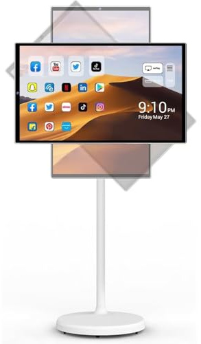 YDSCart 22 Inch 1080p Portable tv Built-in Camera, Portable Touch Screen Monitor Rollable Tablet TV, Wireless TV on Wheels Touchscreen Battery(6-8H) (Upgraded Version - Supports Scalability)