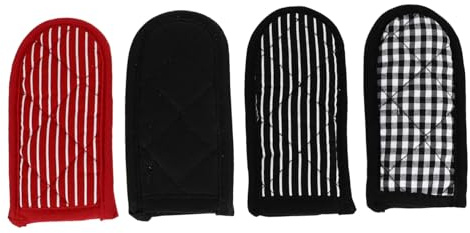 FUNNETOYU 4 Fundas Antideslizantes Protección Antiquemaduras de Algodón para Mango de Sartén Resistente al Calor para Utensilios de Cocina