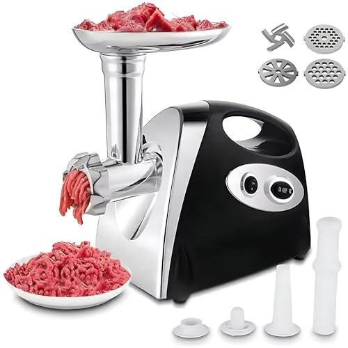 Tritacarne Elettrico, Tritacarne In Acciaio Inossidabile Da 300 W, Insaccatrice Per Salsicce, Macchina Per Macinare Alimenti, 3 Piastre Di Taglio Diverse, Funzione Di Inversione, Per Carne Macinata